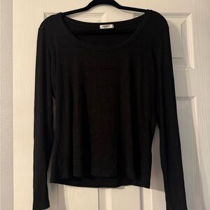 Black Ribbed Long Sleeve Top